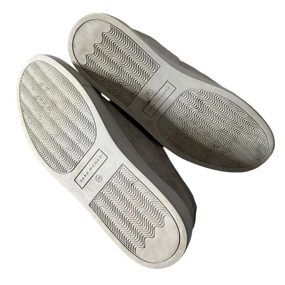 ZARA Women Metallic Glitter Silver Lace Up Fashion Sneakers Size EU 39 US 8‎